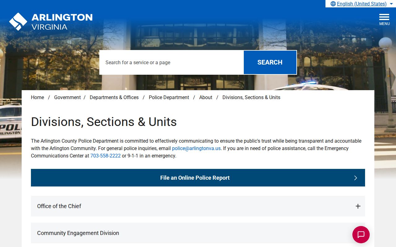 Arlington County Police Department Warrant Unit official warrant-contact record