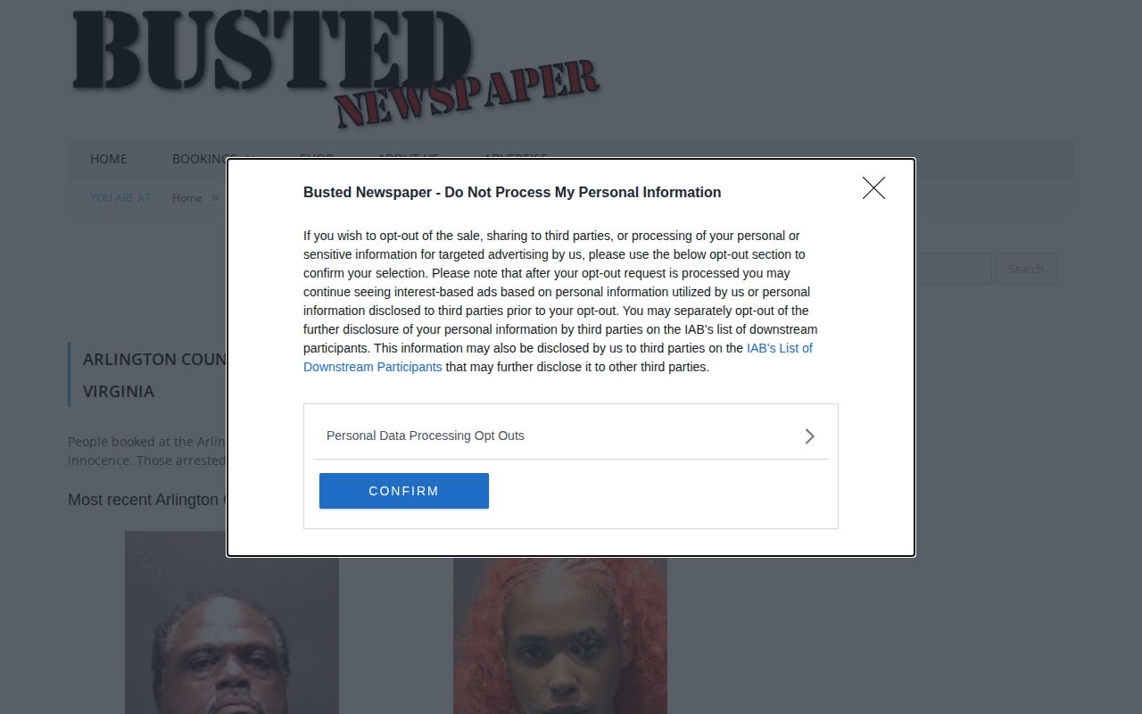 Busted Newspaper Arlington County unofficial listing page